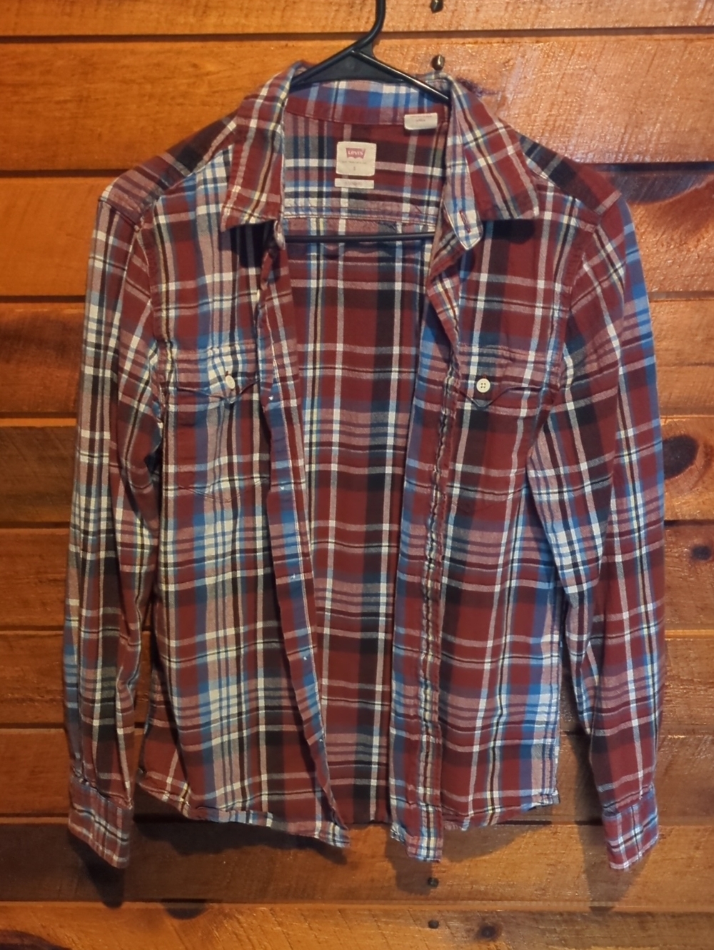 Levi's Men's Red Plaid Button-Up Shirt